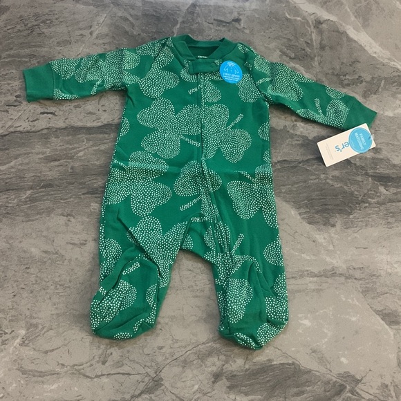 Carter's - Shamrock Print Footed Pajamas Onesie - 2 Way Zipper - 3 Months - NWT - Picture 16 of 16